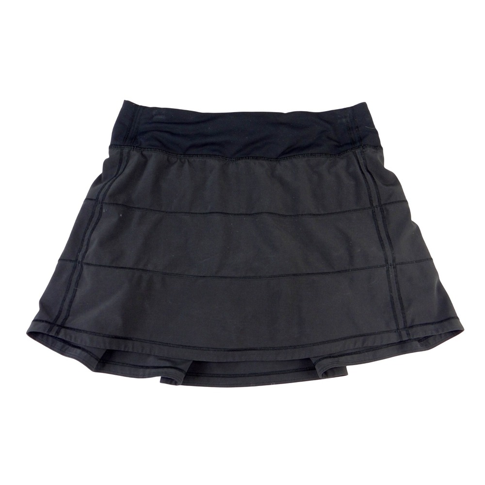 Lululemon Pace Setter Skirt Black Tiered Pleated Back Athletic‎ Skort Size 4
